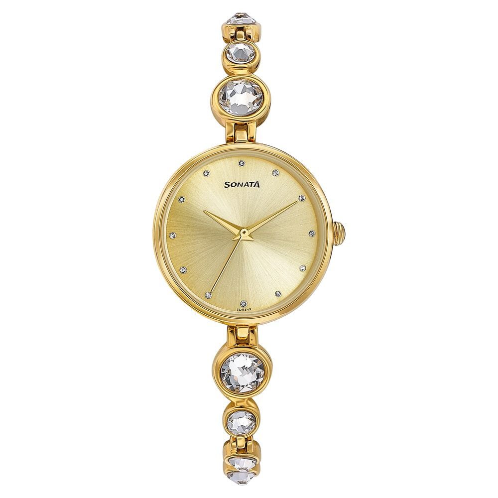 Sonata Aria Timeless Treasures Quartz Analog Champagne Dial Bi Metal Strap Watch For Women-picture-25