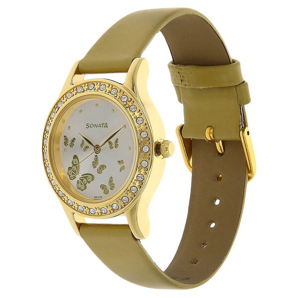 Sonata Quartz Analog Silver Dial Leather Strap Watch for Women - image number 1