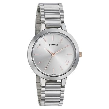 Sonata Play Silver Dial Women Watch With Stainless Steel Strap