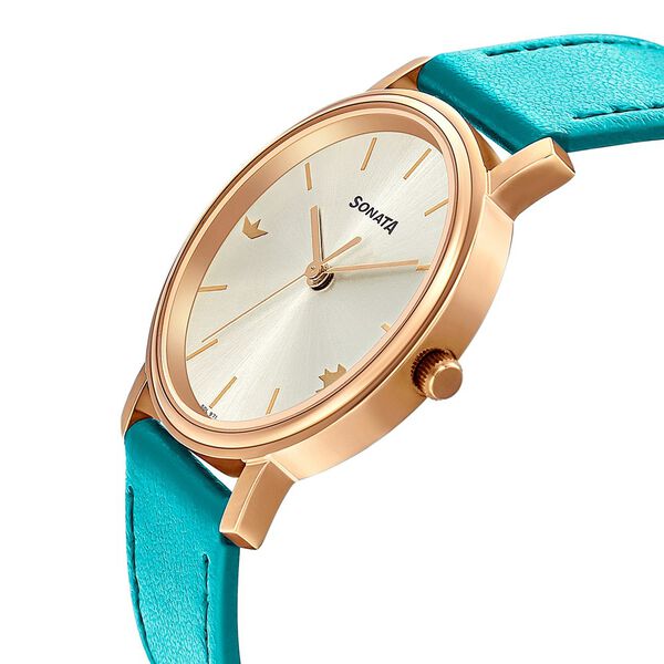 Sonata Play Silver Dial Women Watch With Leather Strap - image number 2