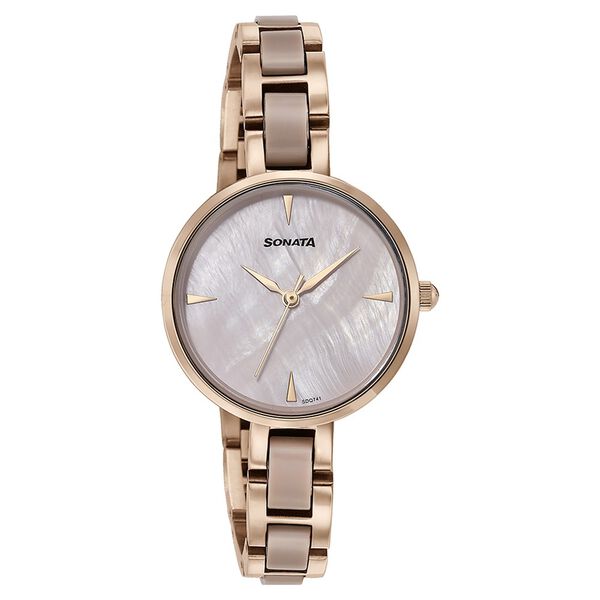 Sonata Quartz Analog Mother of Pearl Dial Two Toned Stainless Steel Strap Watch For Women - image number 2
