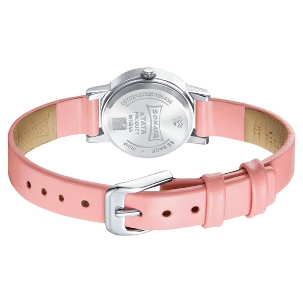 Sonata Splash White Dial Women Watch With Leather Strap - image number 4