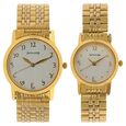 Sonata Quartz Analog Silver Dial Stainless Steel Strap Watch for Couple