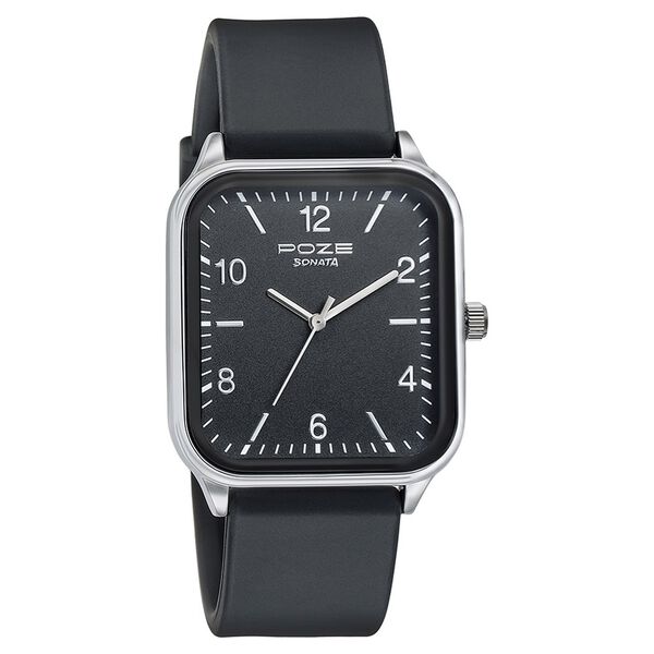 Sonata Poze Quartz Analog Black Dial Silicone Strap Watch for Men - image number 2