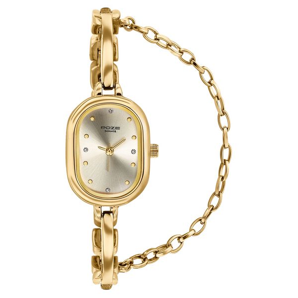 Poze By Sonata Quartz Analog Light Golden Dial Golden Metal Strap Watch For Women - image number 2
