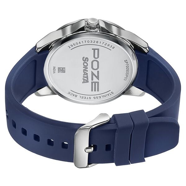 Poze Poze Quartz Analog Blue Dial Blue Silicone Strap Watch For Men - image number 6