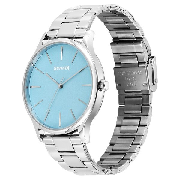 Sonata Aspire Quartz Analog Blue Dial Stainless Steel Strap Watch For Men - image number 2