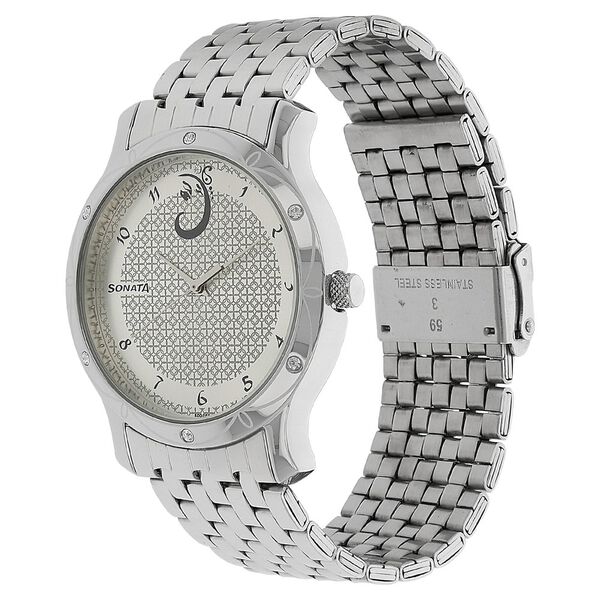 Sonata Quartz Analog Silver Dial Stainless Steel Strap Watch for Men - image number 1