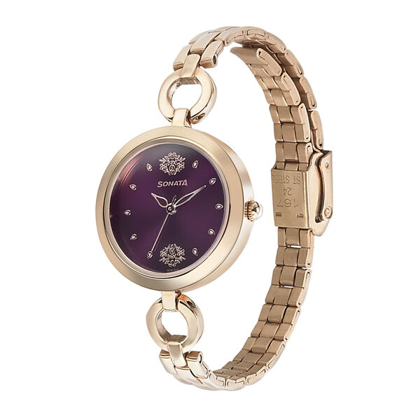 Sonata Wedding Purple Dial Women Watch With Stainless Steel Strap - image number 5