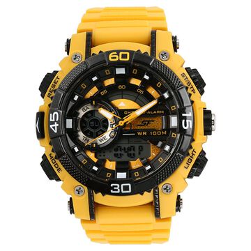 SF Xtreme Gears Quartz Digital Analog Digital Black Dial Yellow Plastic Strap Watch For Men