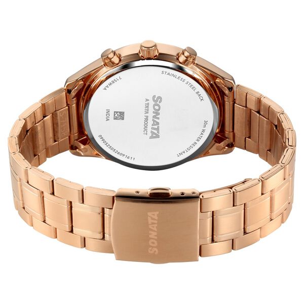 Sonata Summit Quartz Multifunction Brown Dial Rose Gold Metal Strap Watch For Men - image number 6