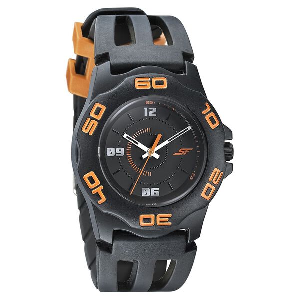 SF Quartz Analog Black Dial PU Strap Watch for Men - image number 0