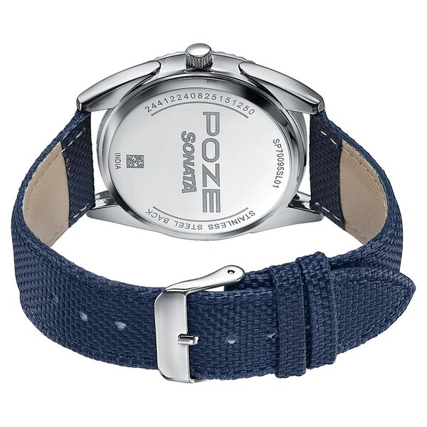 Poze By Sonata Quartz Analog Blue Dial Blue Nylon Strap Watch For Men - image number 6