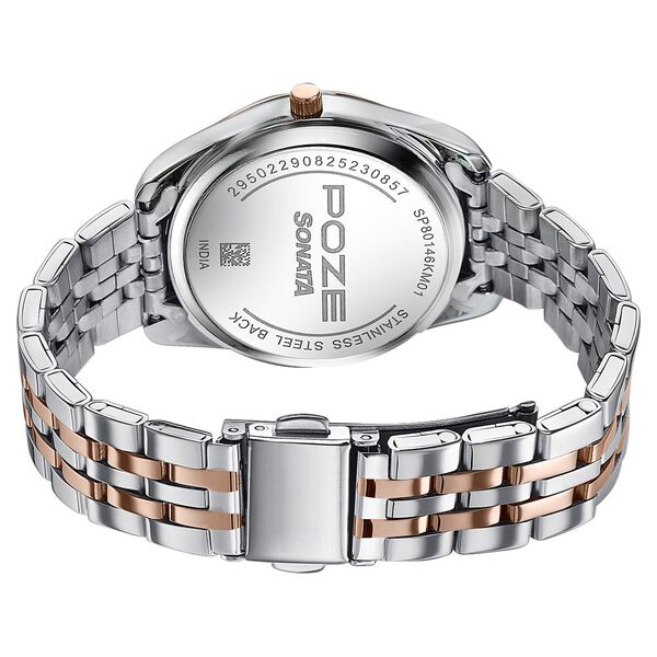 Poze By Sonata Quartz Analog Silver Dial Two Toned Metal Strap Watch For Women - image number 6