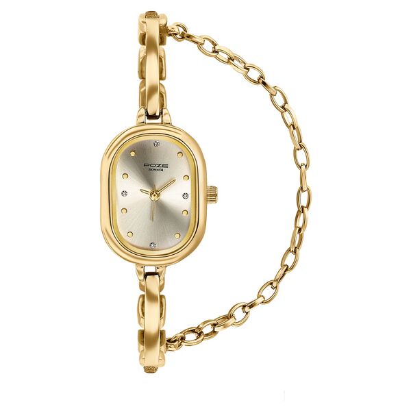 Poze By Sonata Quartz Analog Light Golden Dial Golden Metal Strap Watch For Women - image number 1