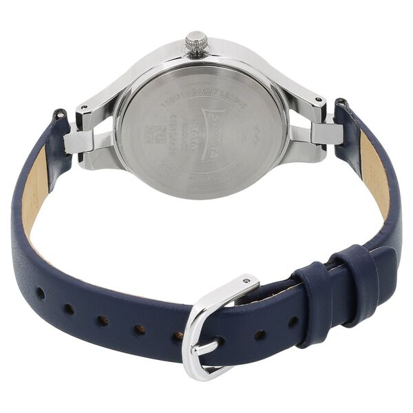 Sonata Steel Daisies Silver Dial Women Watch With Leather Strap - image number 3