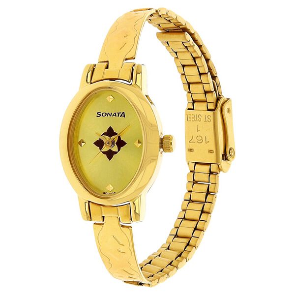 Sonata Quartz Analog Champagne Dial Stainless Steel Strap Watch for Women - image number 1