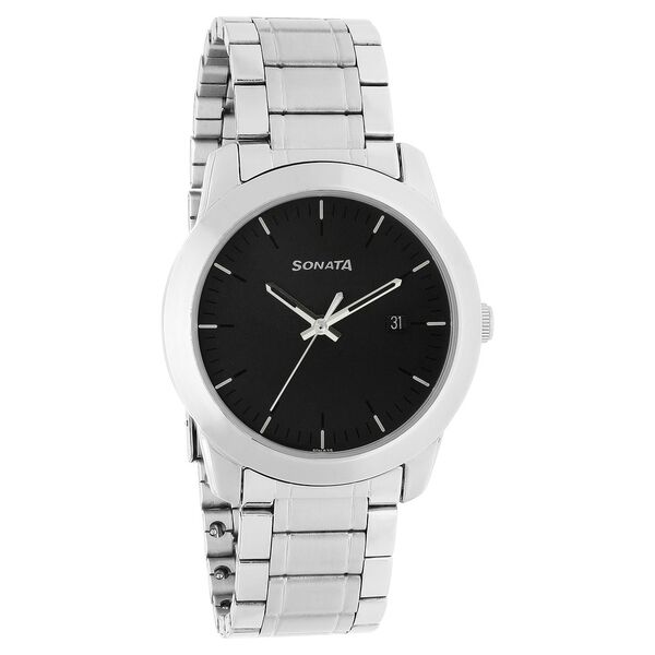 Sonata Quartz Analog with Date Anthracite Dial Stainless Steel Strap Watch for Men - image number 1