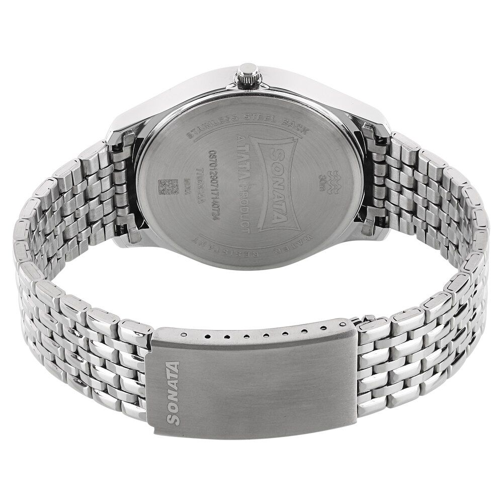 Buy Online Sonata Nxt Quartz Analog Silver Dial Stainless Steel Strap Watch for Men np77063sm05w Sonata