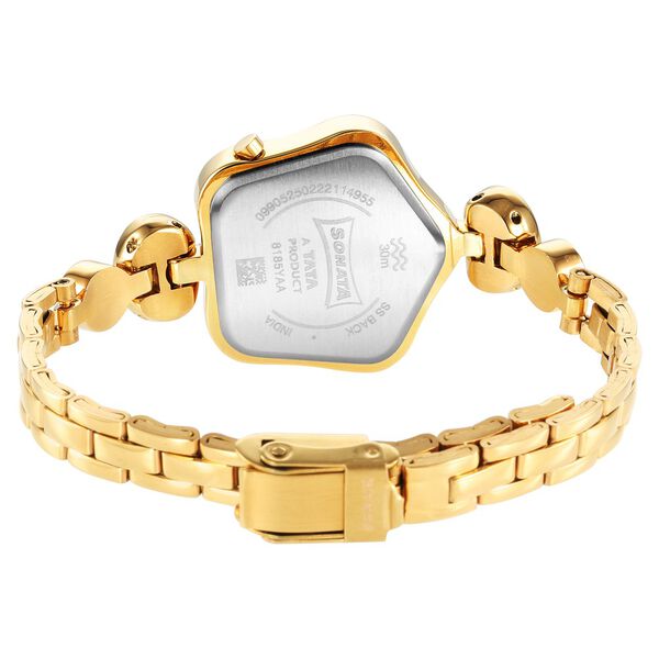 Sonata Utsav Brown Dial Yellow Bi Metal Strap Watch for Women - image number 3