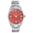Sonata Poze Quartz Analog Orange Dial Silver Metal Strap Watch For Men - image number 1