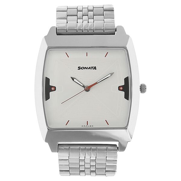 Sonata Quartz Analog Silver Dial Stainless Steel Strap Watch for Men - image number 0