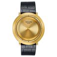 Sonata Sleek Champagne Dial Gold-Tone Leather Strap Watch - image number 0