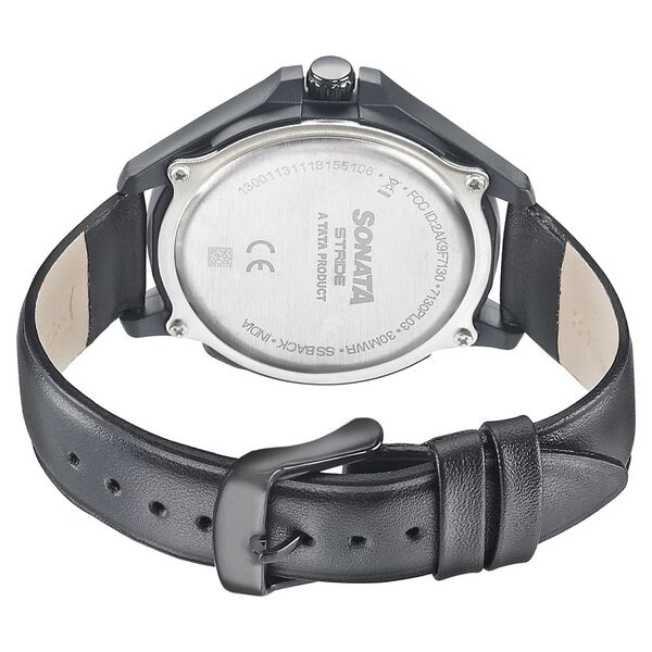Sonata Stride Smart Black Dial Leather Strap Watch for Men - image number 3
