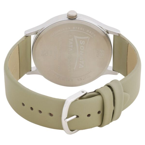 Sonata Knot White Dial Leather Strap Watch for Men - image number 4
