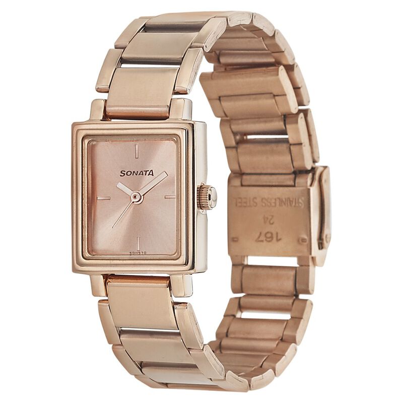 Sonata Blush Rose Gold Dial Women Watch With Stainless Steel Strap - image number 1