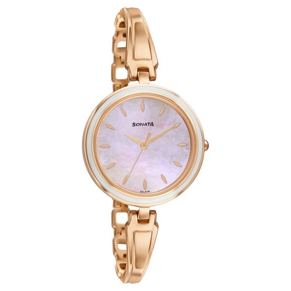 Sonata Wedding Mother of Pearl Dial Women Watch With Metal Strap - image number 0