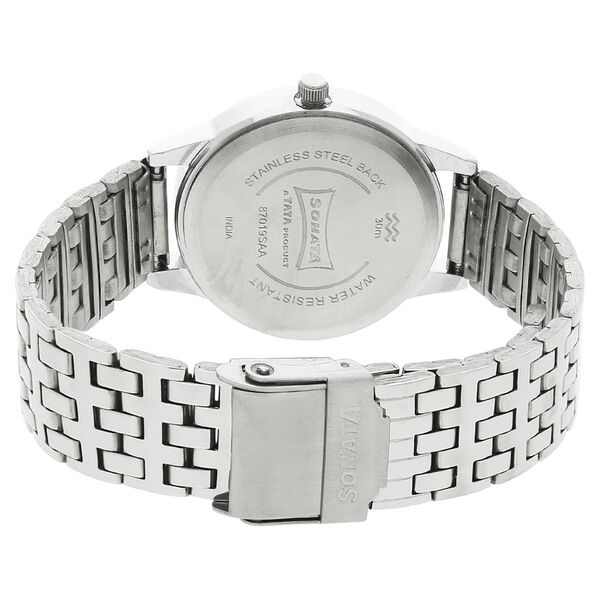 Sonata Quartz Analog Black Dial Stainless Steel Strap Watch for Women - image number 3