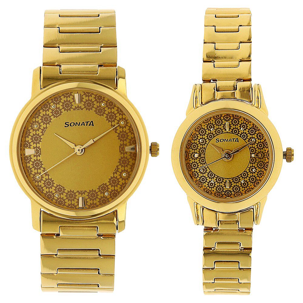 Sonata watch golden colour price clearance