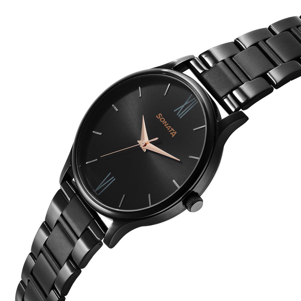 Buy Online Sonata Aspire Quartz Analog Black Dial Stainless Steel Strap Watch for Men 77105nm03w Sonata