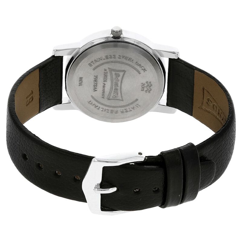 Sonata Quartz Analog Black Dial Leather Strap Watch for Men - image number 3