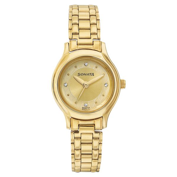 Sonata Quartz Analog Champagne Dial Strap Watch for Women - image number 0