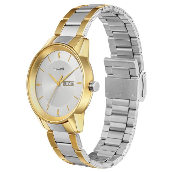 Sonata Quartz Analog with Day and Date Silver Dial Stainless Steel Strap Watch for Men - image number 1