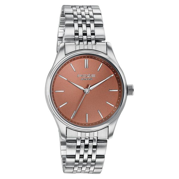 Sonata Poze Quartz Analog Brown Dial Silver Colour Stainless Steel Strap Watch For Men - image number 1