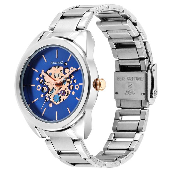 Sonata Unveil Quartz Multifunction Blue Dial Stainless Steel Strap Watch for Women - image number 1