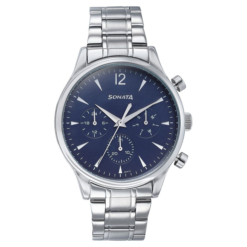 Sonata Wedding Edit Quartz Multifunction Blue Dial Stainless Steel Strap Watch For Men-picture-13