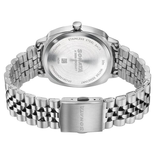 Sonata Vector Black Textured Dial Silver-Tone Bracelet Watch for Men - image number 6
