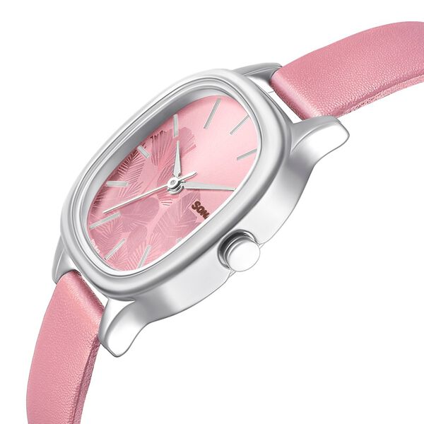 Sonata Linnea Pink Dial Women Watch With Leather Strap - image number 2