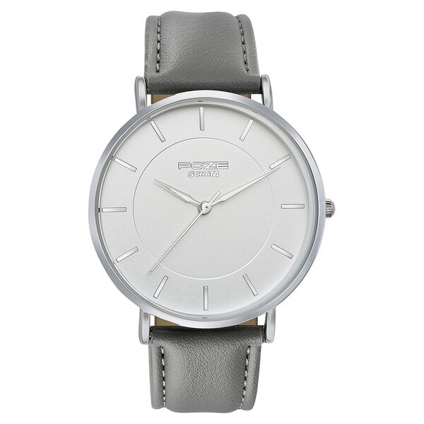 Sonata Poze Quartz Analog White Dial Leather Strap Watch for Men - image number 1