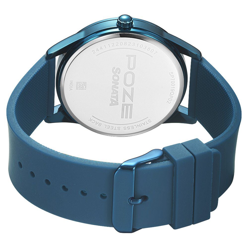 Buy Online Poze by Sonata Quartz Analog Silver Dial Silicone Strap Watch for Men sp70019qp02w Sonata