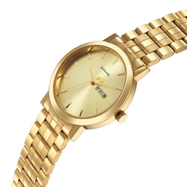 Sonata Utsav Champagne Dial Watch for Men - image number 2