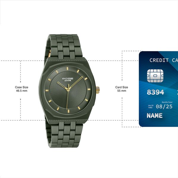 Sonata Poze Quartz Analog Green Dial Green Metal Strap Watch For Men - image number 3