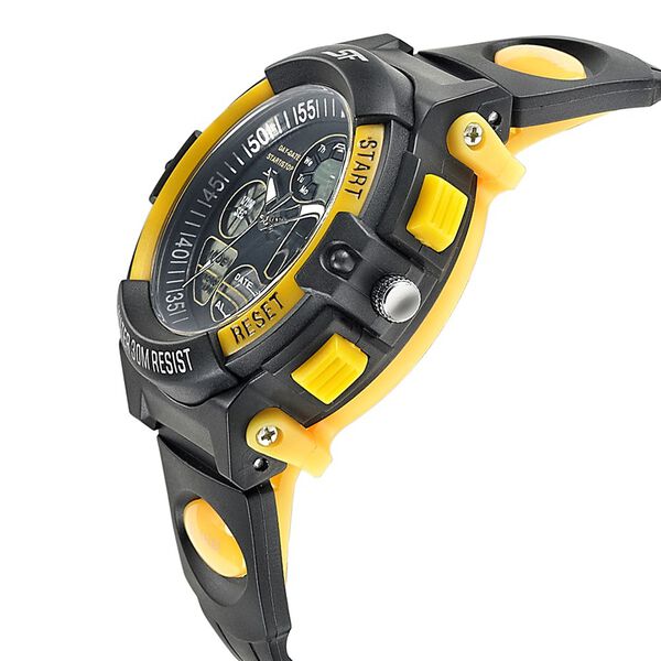 SF Quartz Analog Digital Black Dial PU Strap Watch for Men - image number 2