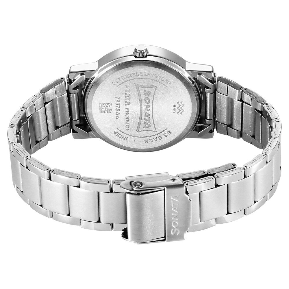 Buy Online Sonata Classic Quartz Analog Grey Dial Silver Stainless Steel Strap Watch for Men ns7987sm09w Sonata