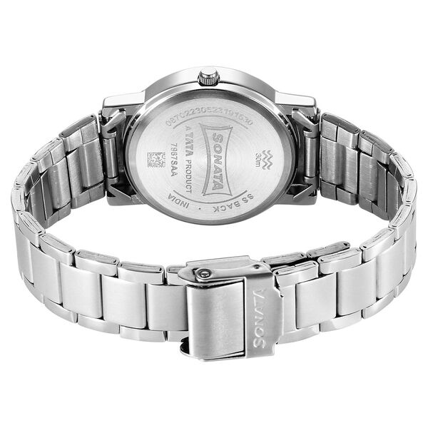 Sonata Classic Quartz Analog Grey Dial Silver Stainless Steel Strap Watch for Men - image number 3
