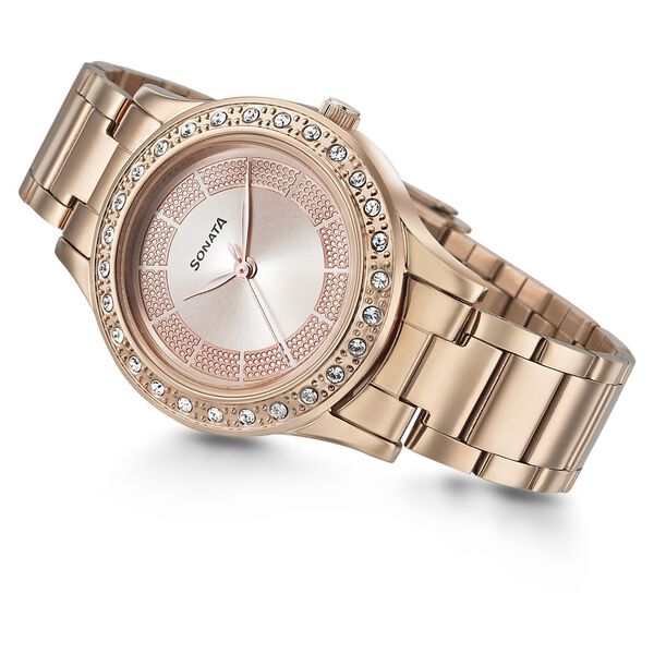 Sonata Blush It Up Rose Gold Dial Women Watch With Stainless Steel Strap - image number 4